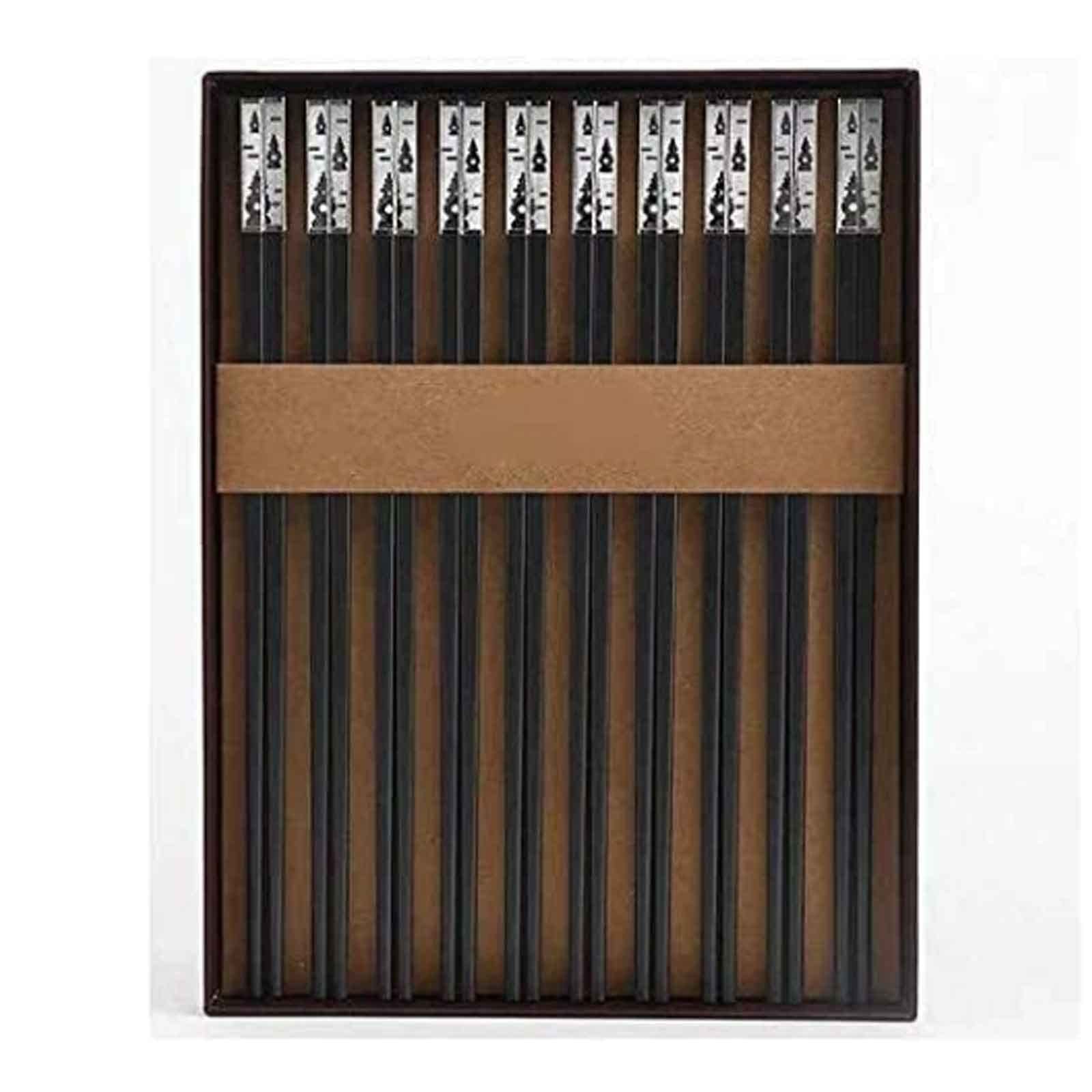 Palillos chinos para comer reutilizables Palillos reutilizables, palillos de aleación de alto grado, palillos, sin deslizamiento, resistencia a alta temperatura, juego de oro de 10 pares, palitos de c