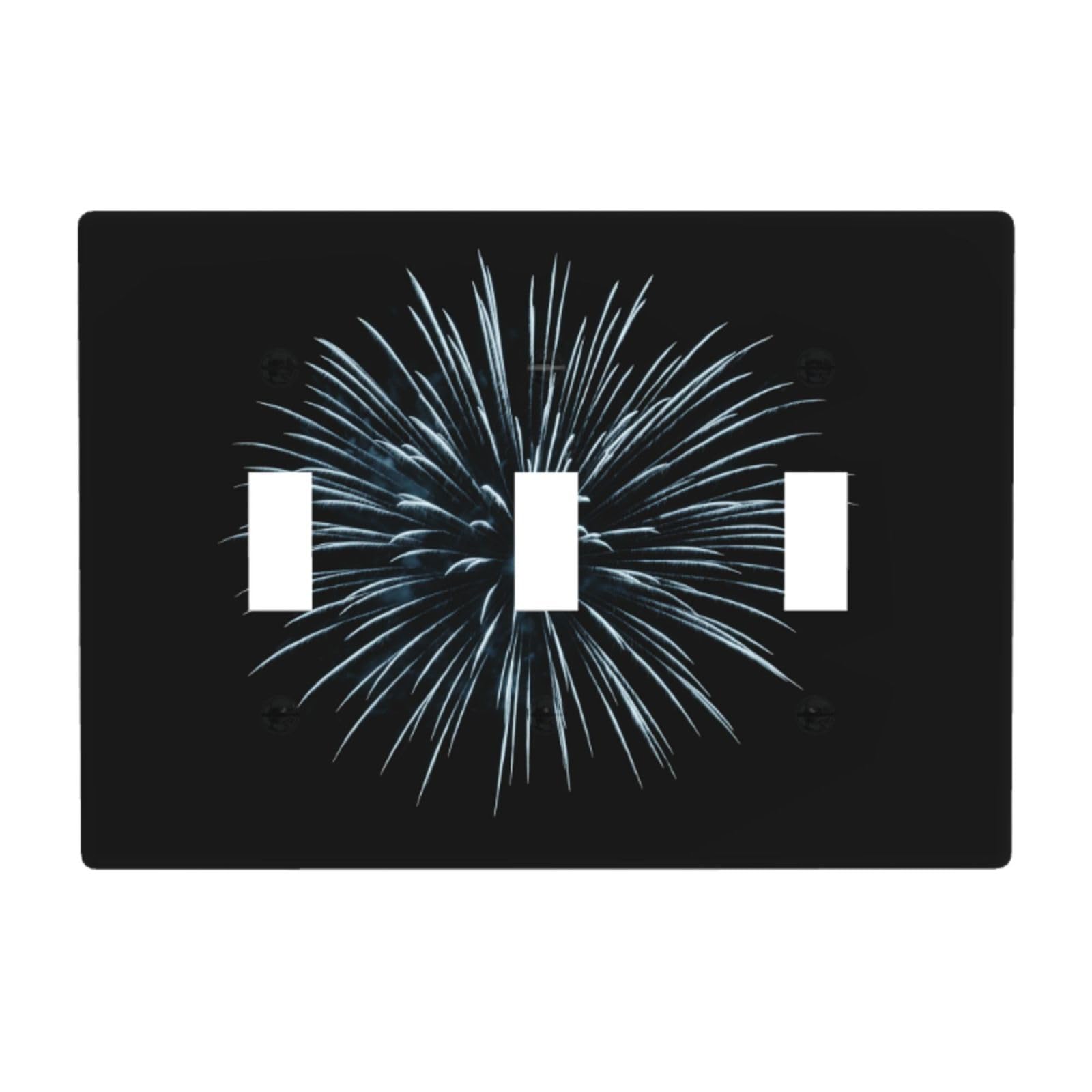 Minimal Fireworks Burst On Black Light Switch Covers 3 Gang Triple Toggle Wall Plate Switchplate Electrical Faceplate for Bathroom Kitchen Bedroom Decor