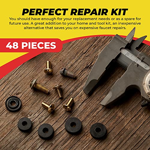 Flat And Beveled Faucet Washers And Brass Bibb Screws Assortment, 48 Pieces #TOP6