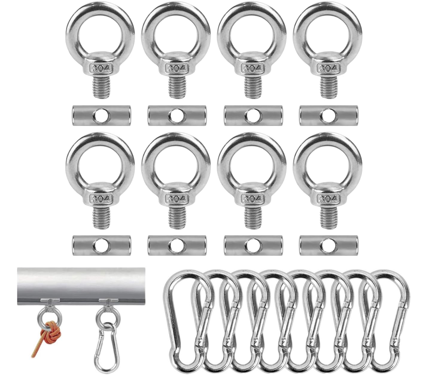 Ganci per Tendalino Camper Acciaio Inossidabile 8 Set da 6 mm Accessori Roulotte Barche