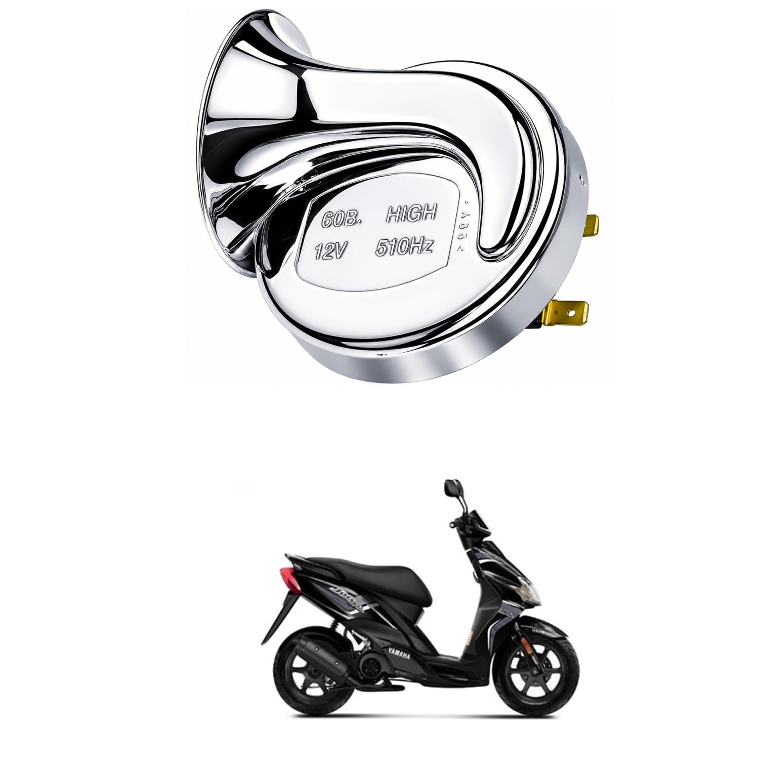 Universal 12V Automotive Vehicle Horn, High Tone 510Hz Chrome Snail Electric Horn, Loud 110dB Waterproof Replacement Horn for Car, Bike, Motorcycle, Scooter Comfortable With Jo-gr-image-42