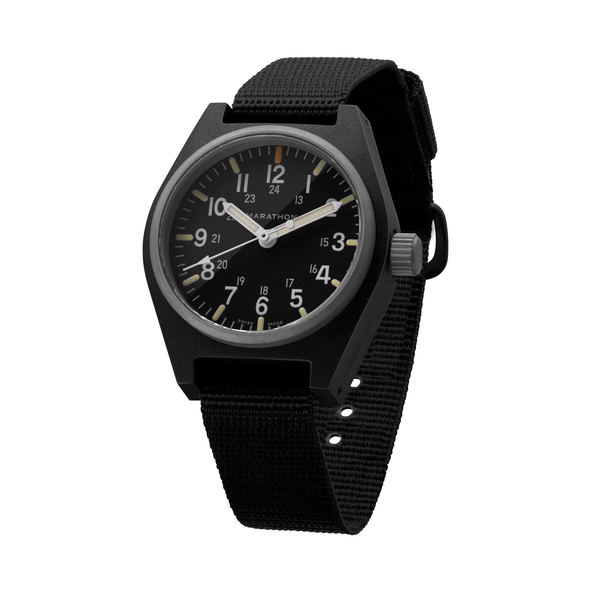 34mm Black General Purpose Quartz with MaraGlo (GPQ) - Ballistic Nylon Strap