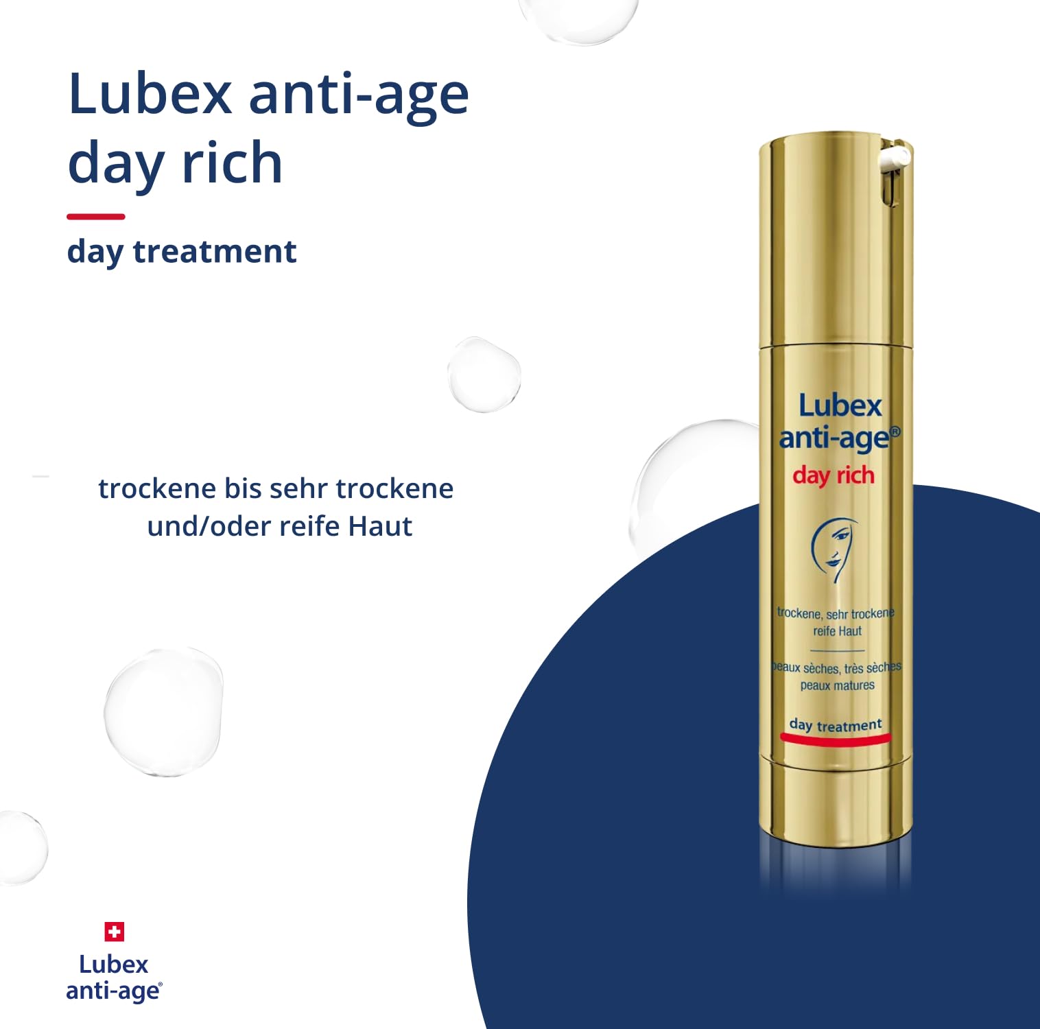day rich – Reichhaltige Anti-Aging-Tagespflege mit Peptiden, Apfelstammzellen& Hyaluronsäure, für trocken bis trockene und/oder reife Haut, hergestellt in der Schweiz, 50ml