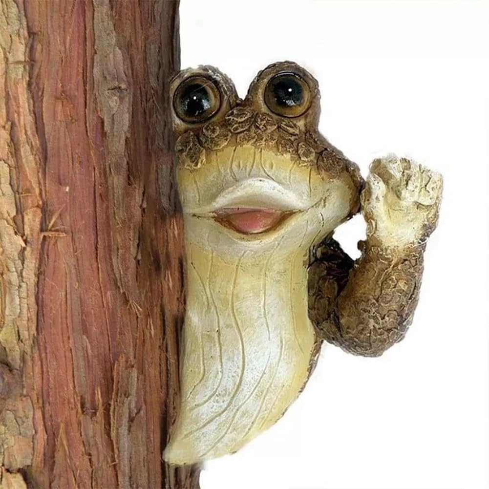 CTRLZS Quiet Frog Tree Peeker Garden Tree Sculptures Outdoor Tree Face Garden Tree Hugger Statue Indoor Outdoor Yard Easy Install Easy to Use D