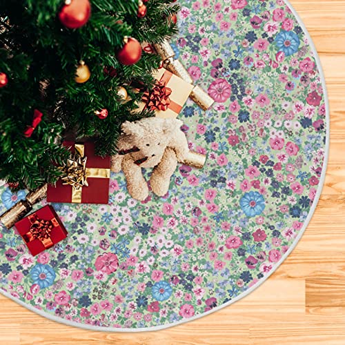 Aflyko Valentines Fairy Flower Pink Blue Tree Skirt Spring Summer Tree Base Cover Mat Party Living Room Tree Stand Mat Holiday Seasonal Gift 35.4" #TOP1