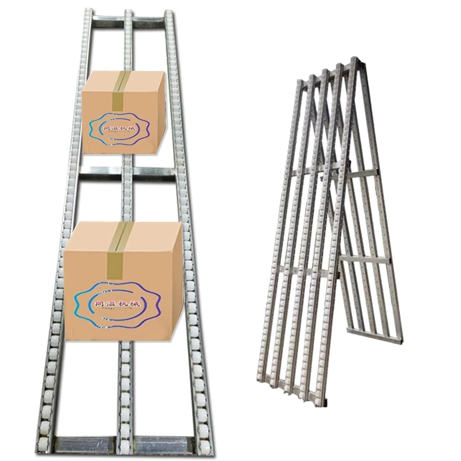 IBOWZ Conveyor Roller, Folding Gravity Roller Conveyor Stainless Steel Frame Unpowered Cargo Track for Cartons Parcels Truck and Warehouse