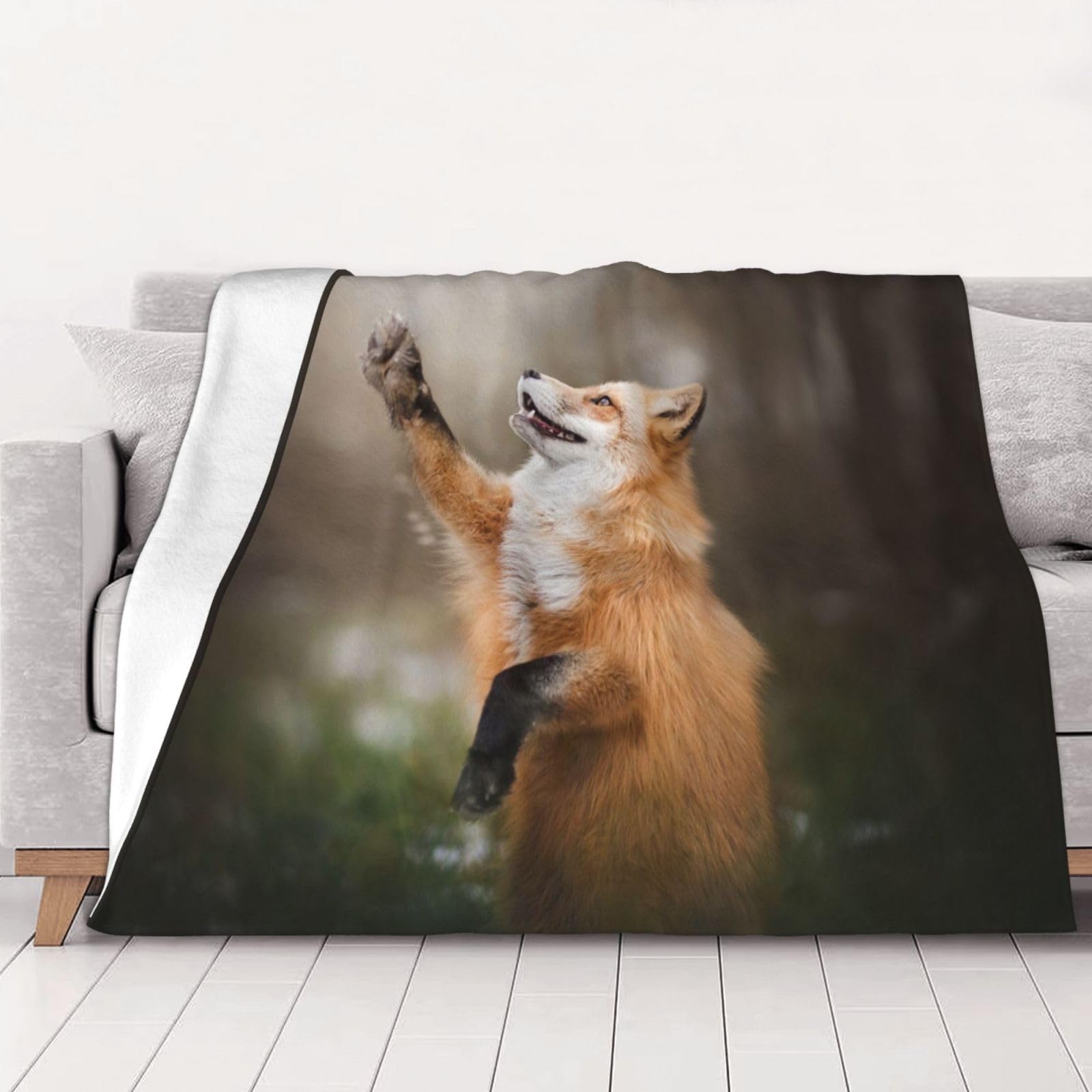 Couverture en flanelle renard contre le froid plaid quatre saisons