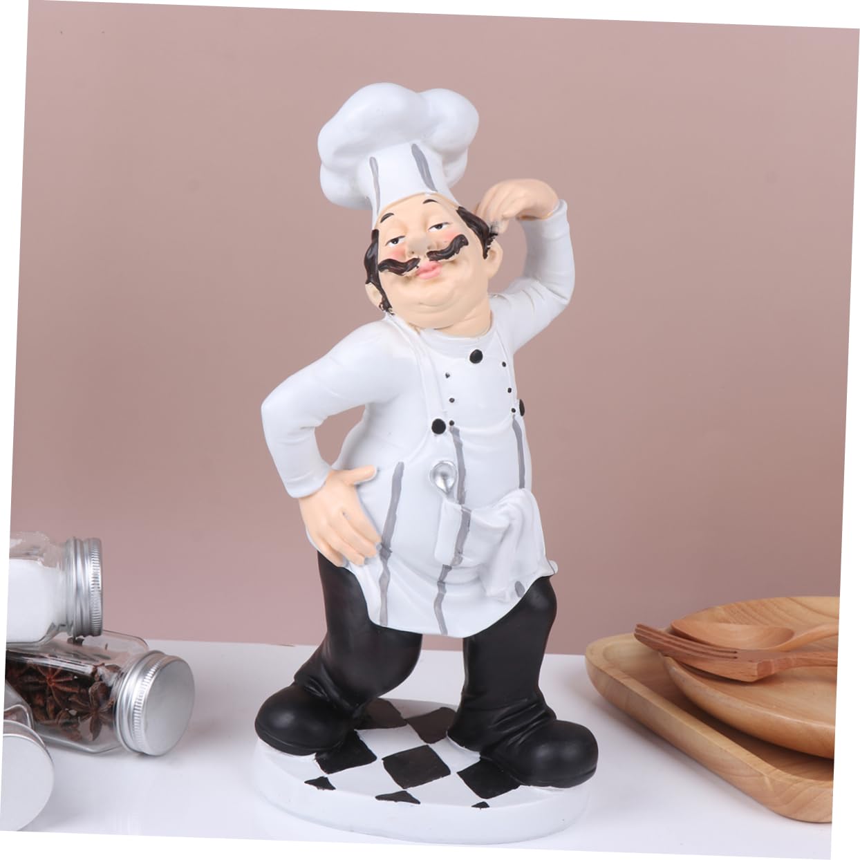 VALICLUD Statua Dello Chef in Resina Decorativa Ornamento Da Chef Per Cucina Stabile Per Casa Bar e Ristorante Decorazione Divertente Per Tavolo
