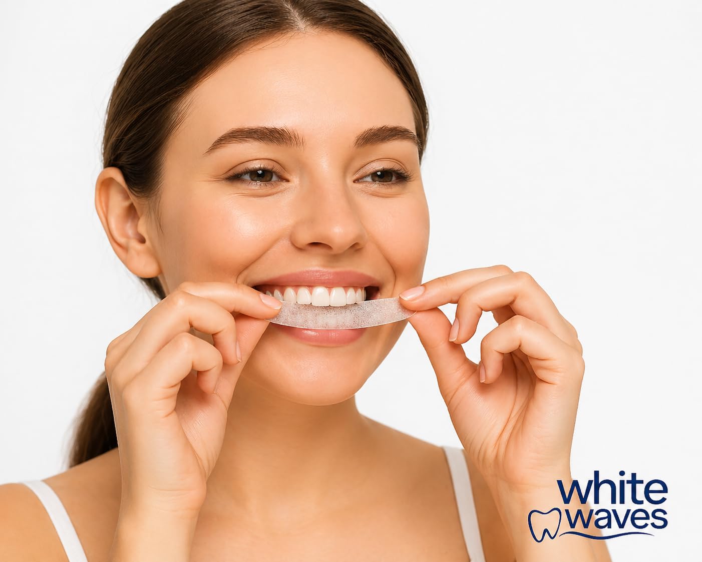 Kit de blanqueamiento dental con luz LED - Tiras blanqueadoras seguras para esmalte (14 tratamientos) - Sistema de blanqueamiento White Waves en casa