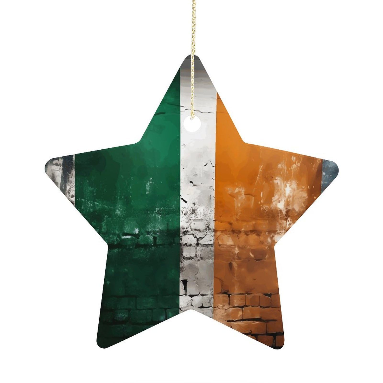 Fodpand Women's Style Flag Pattern On Wall Ornament With String, Keepsake Hanging Decorations,Ceramic Ornaments For Men Indoor Home Holiday Party Gifts