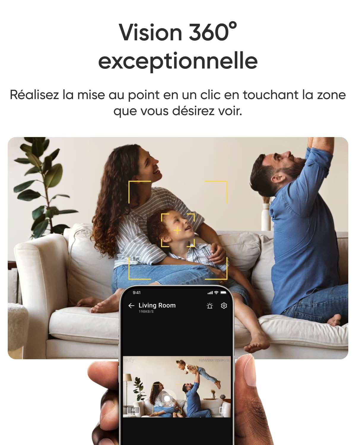eufy Security Camera Interieure E30, caméra de Surveillance 4K UHD, Rotation 360° et Inclinaison, Vision Nocturne en Couleur, détection par IA, Suivi Automatique, Fonctionne avec Homekit