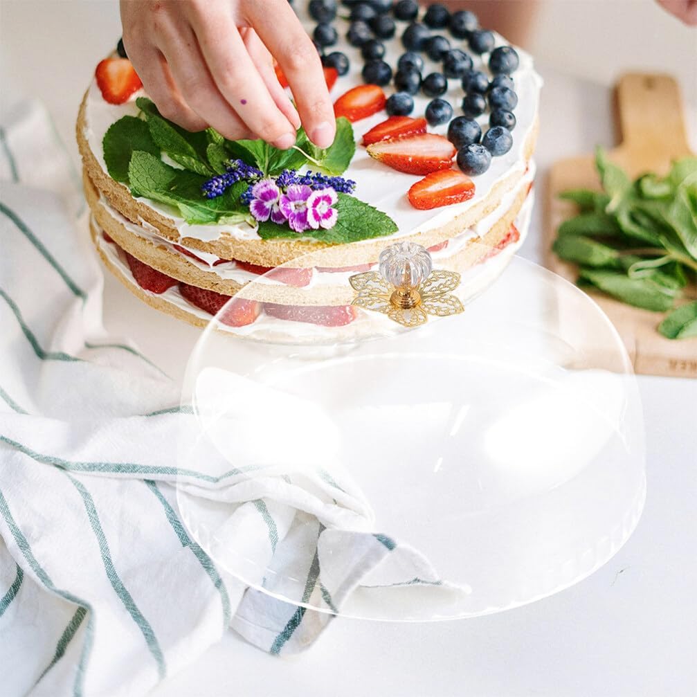 Cabilock Clear Cake Dome Cover 12 Inch Acrylic Cake Stand Cover Round Cheese Cloche Dome Food Dessert Cover for Cake Stand Dessert Plate Display Serving Platter