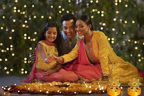 Miniatura 5 de Hying Diwali - Estatua de sombra de vela Diwali OM Lotus Shadow Lamps Deepawali Soporte tradicional para velas de té Festival de luces Shadow Diya