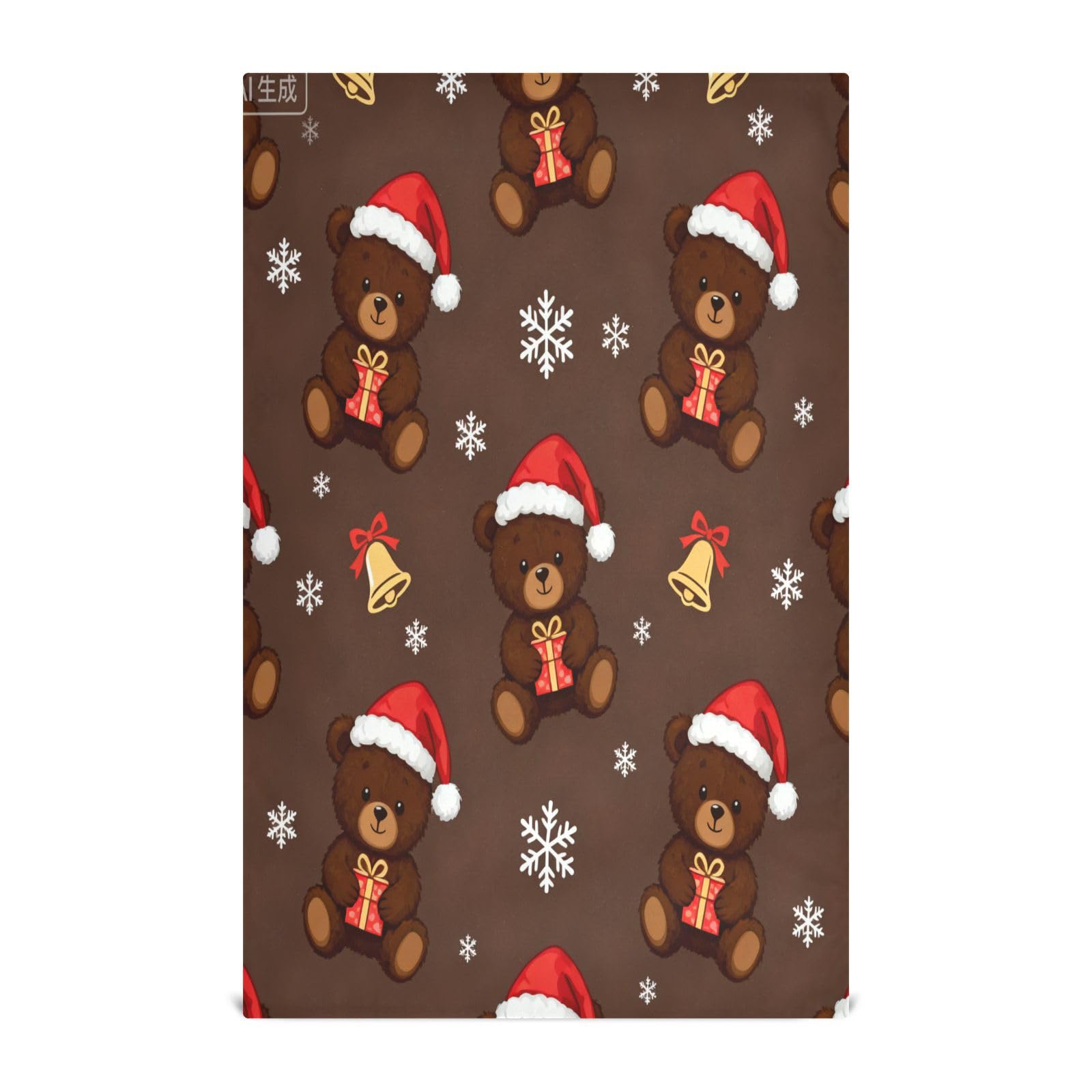Toallas de cocina para secar platos con diseño de Feliz Navidad y osito de peluche, 6 uds