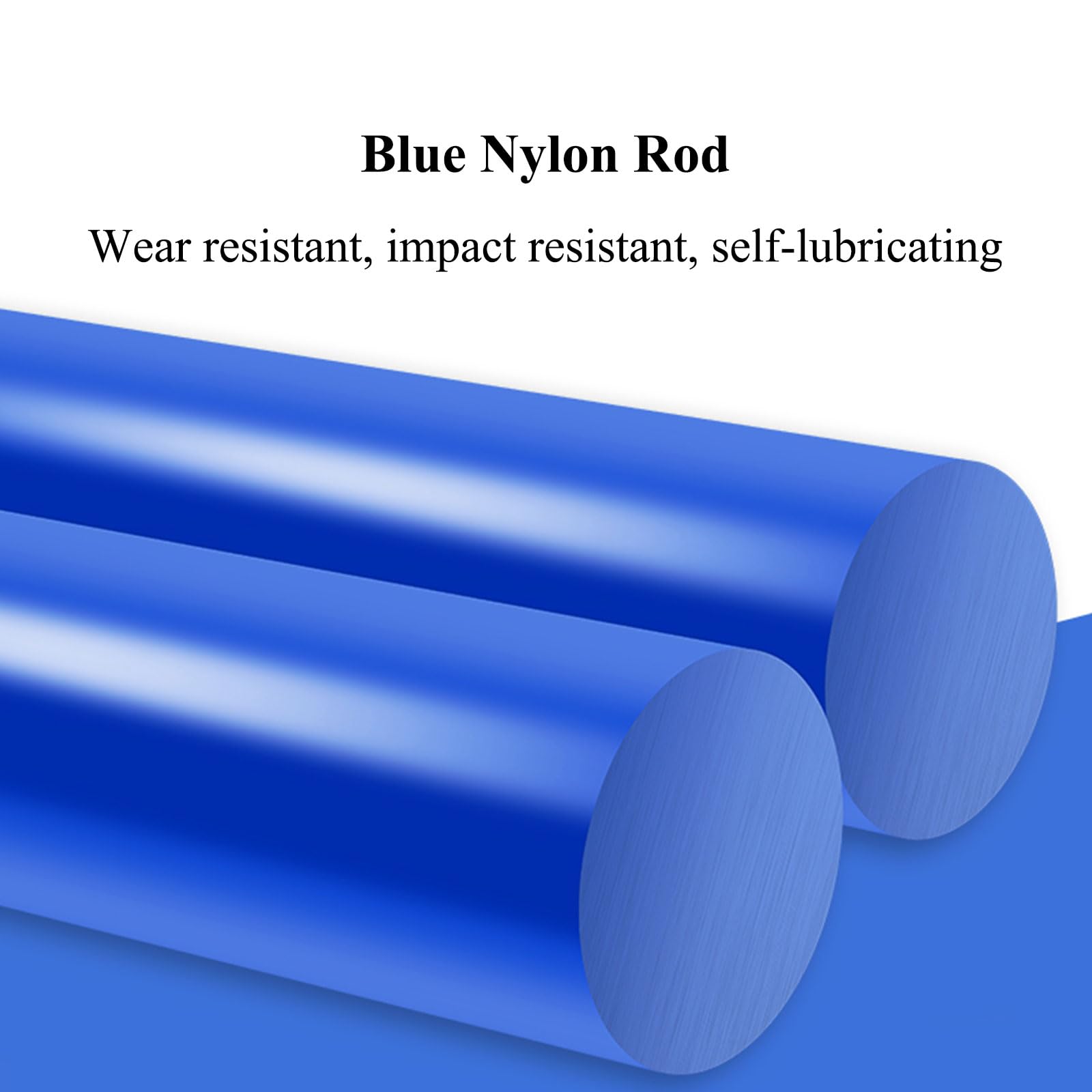Blue PA6 Nylon Solid Rod, for Machinery Parts, 2Pcs
