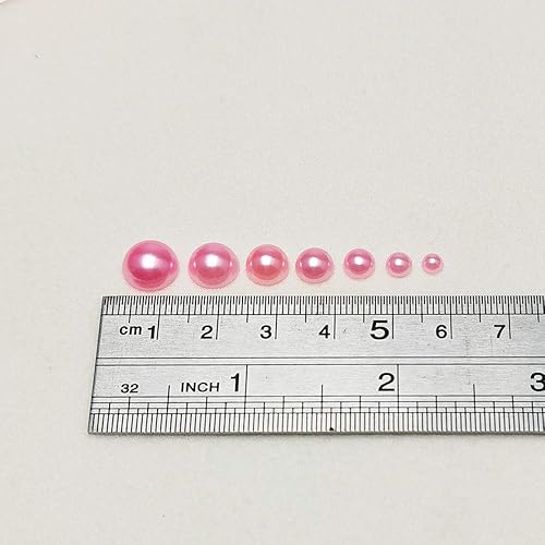 Miniatura 2 de Chenkou Craft 1900 piezas de fucsia surtidas 7 tamaños (3456780.394 in) cuentas de media perla con parte trasera plana gema Scrapbook Craft DIY