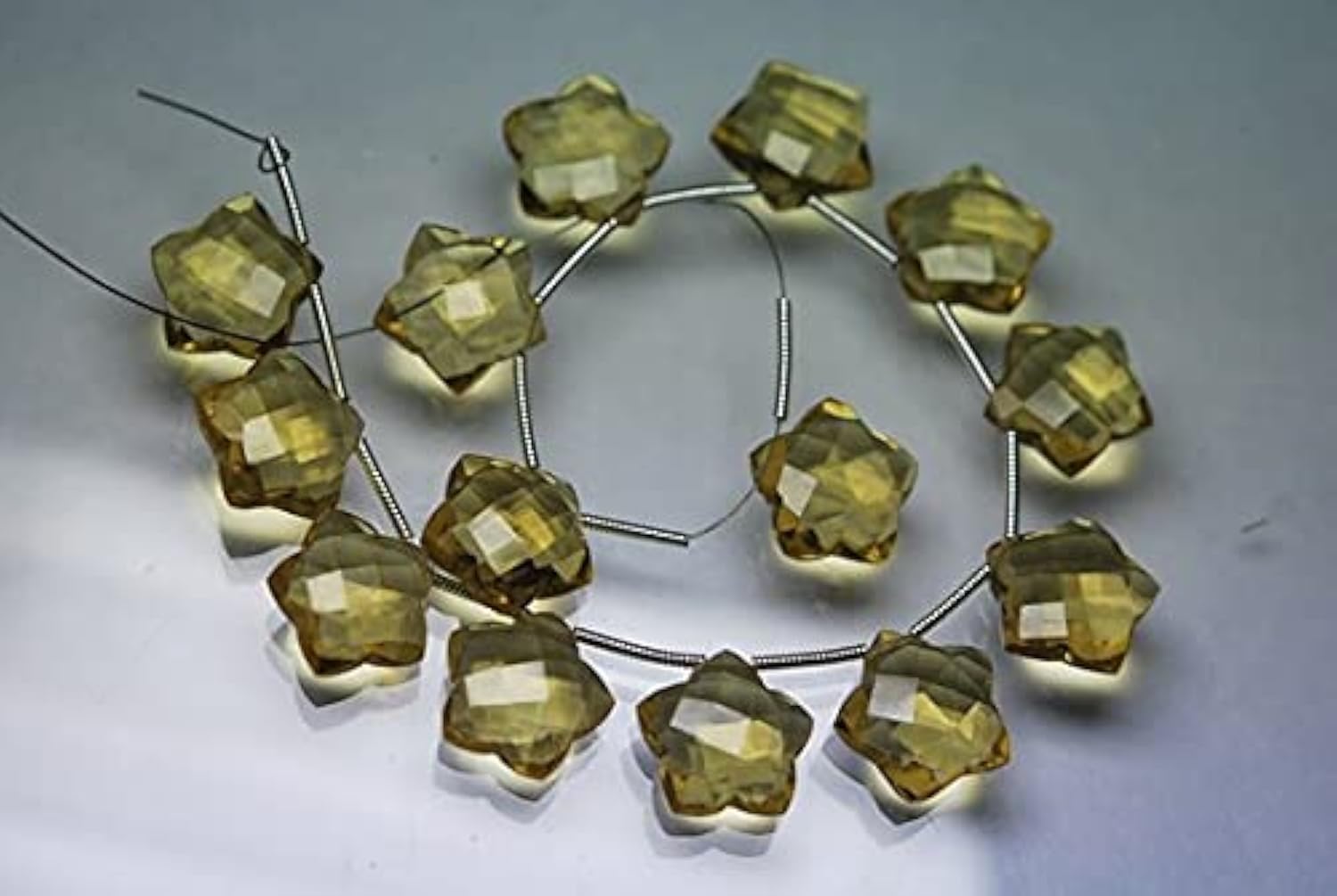 Quartz jaune facetté 12mm en forme d'étoile, perles naturelles en fil de 9 pouces