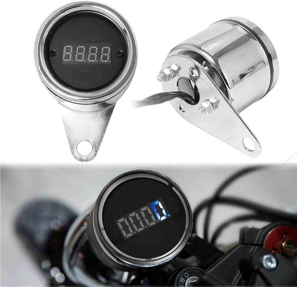 Motorcycle Odometer Gauge Universal 12V LED Motorcycle Oil Gauge Digital Tachometer Tachometer Gauges