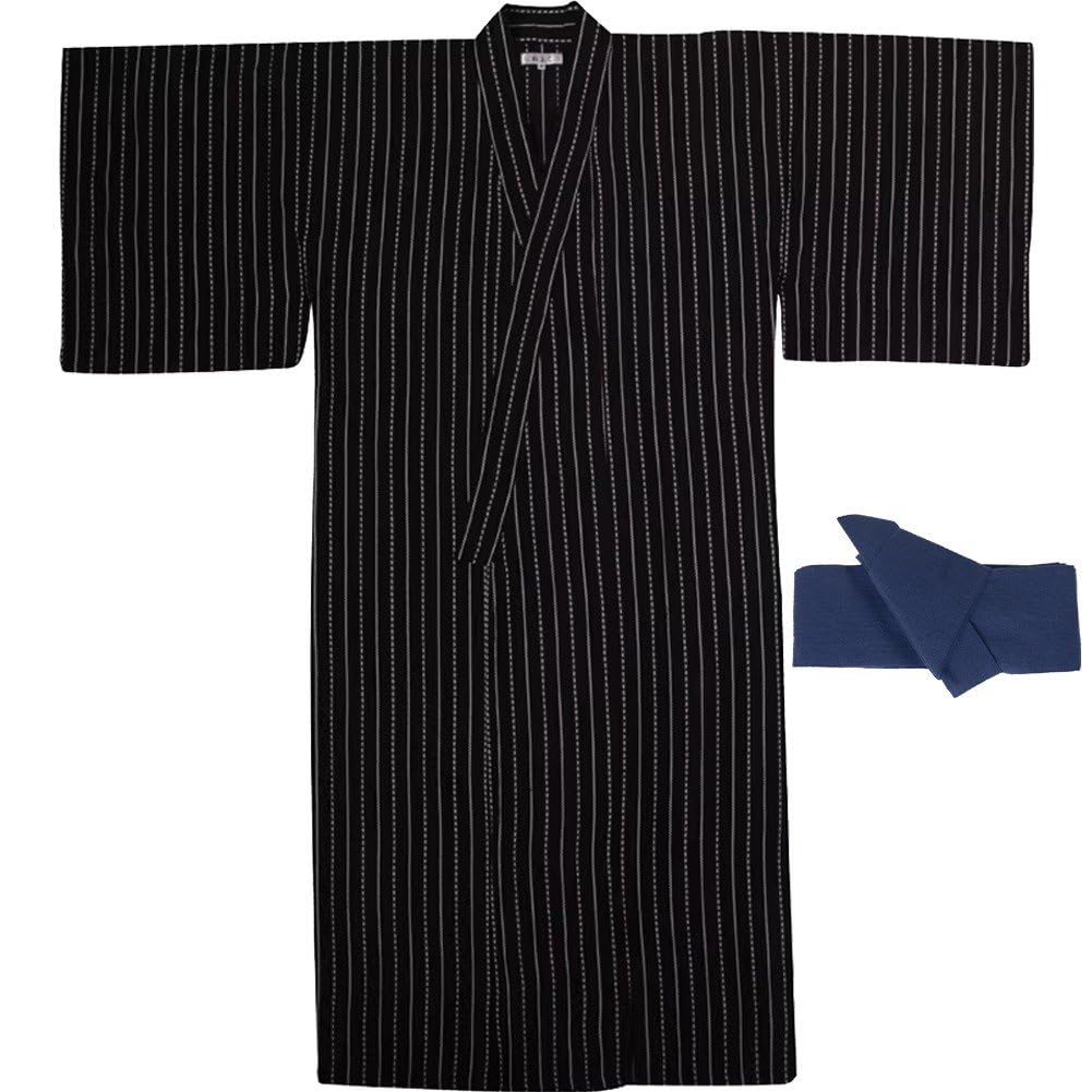 Japonés Tradicional Yukata Hombres Kimono Largo Yukata Kimono Suelta De Baño con Cinturón para Hogar Sauna Cosplay