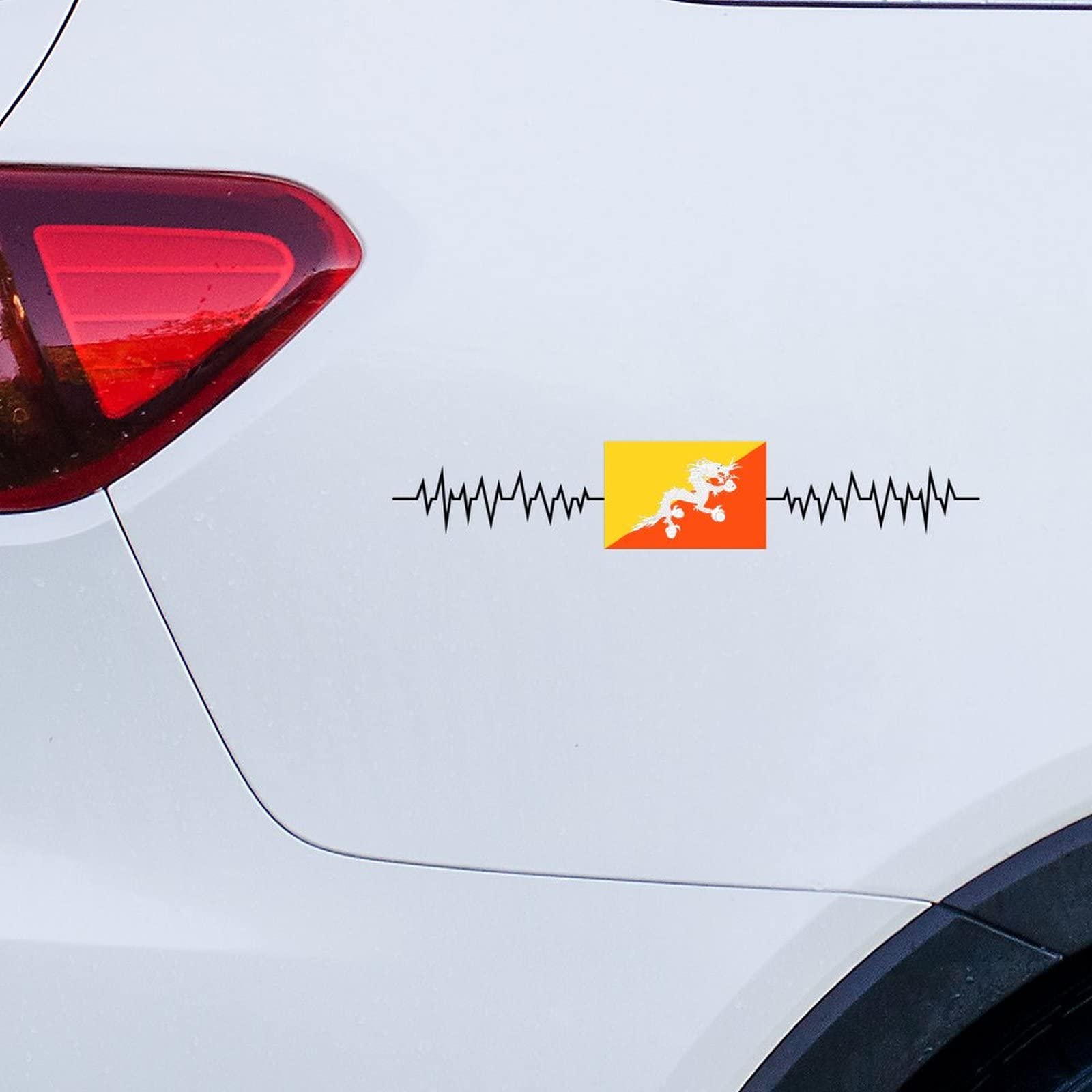 Guangpat Women's Style Heartbeat Bhutan Flag Car Window Stickers Bhutan Car Decal Window Decal Patriotic Decor National Flag Country City Souvenir Vinyl Decal For Car Truck Bumper Window Laptop Gift To Mom