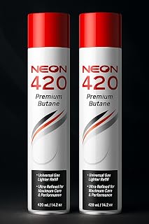 Neon Premium Butane 11X – (420ML Each) – Ultra Refined & Clean Burning Fuel Refill (2)