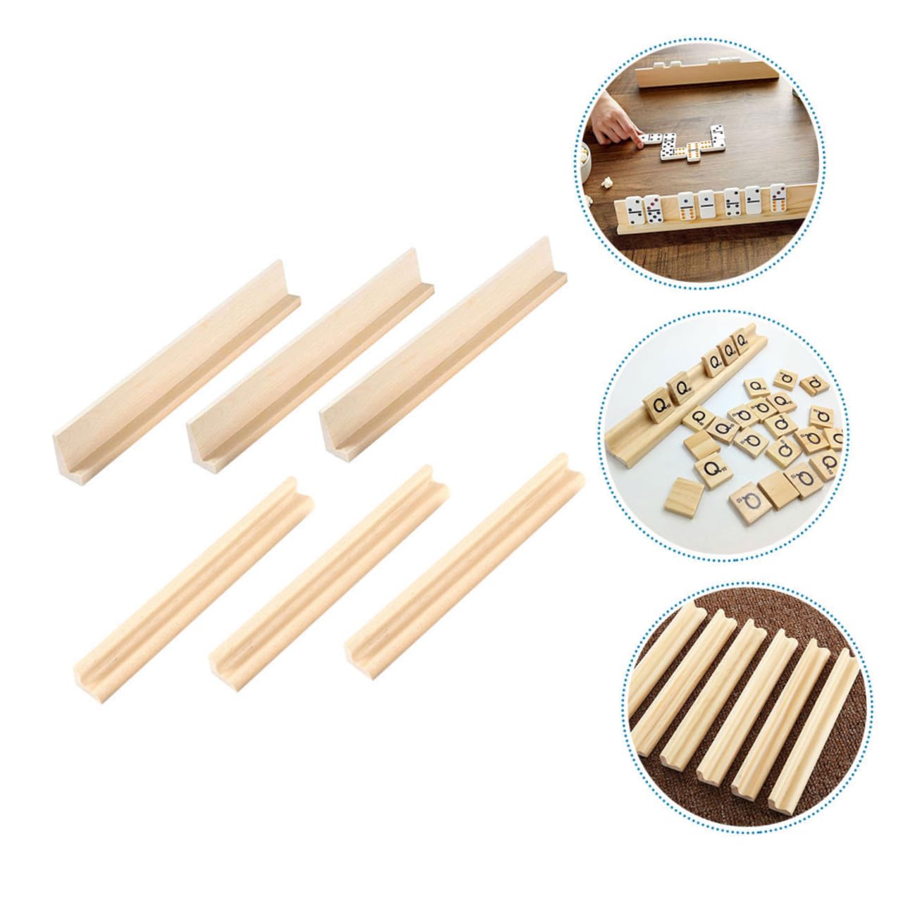 UPKOCH Bandejas de Madera para Dominó 6 Piezas Soporte para Tarjetero Combinación Libre para Desarrollo Manual en Hogar y Oficina