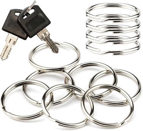 200 llaveros divididos de 1 pulgada (0.984 in) de diámetro, llaveros de metal a granel, clips de anillo circulares para llavero, manualidades,