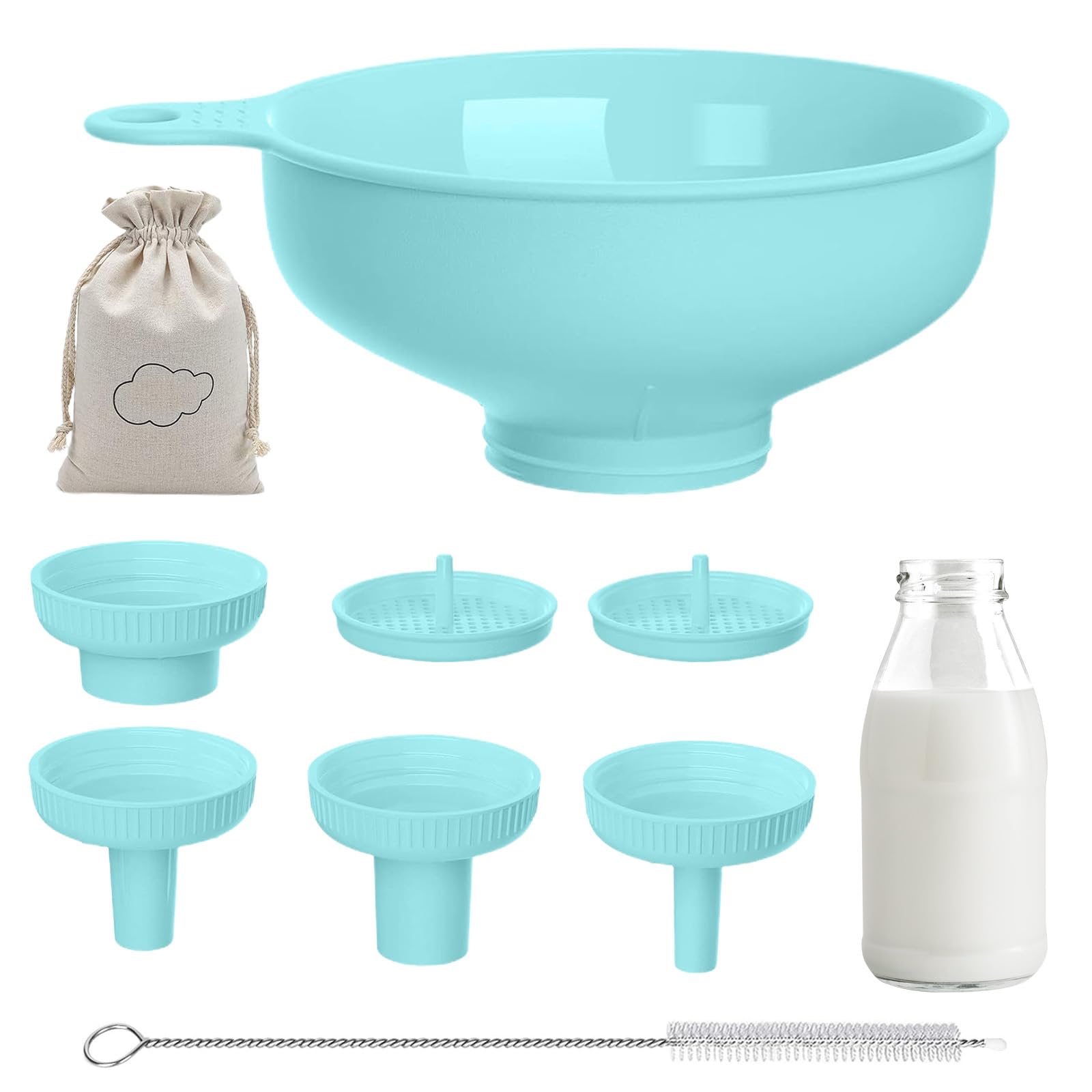 Fukamou Single Attribute Wide Mouth Versatile Funnel | Canning Funnels For Kitchen Use,Food Grade Cooking Canning Funnel With Multiple Sizes Spouts For Wide And Regular Mason Jars