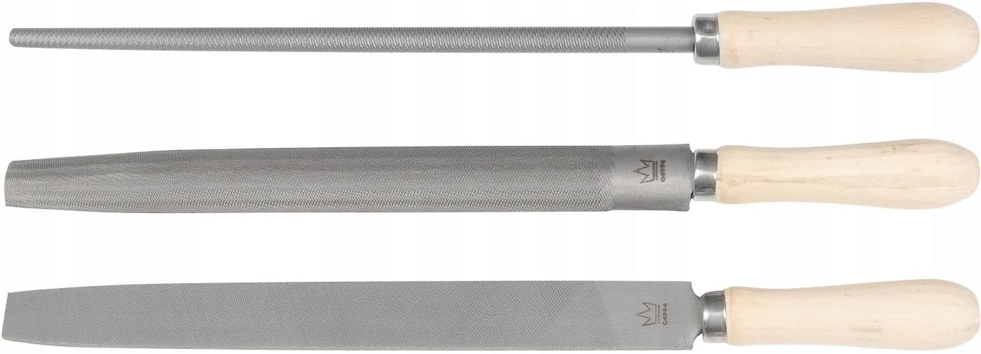 RICHMANN Exclusive Metal File Set 3 pcs Blades 250 mm T12 Steel, Classic Wooden Handles (C4994)