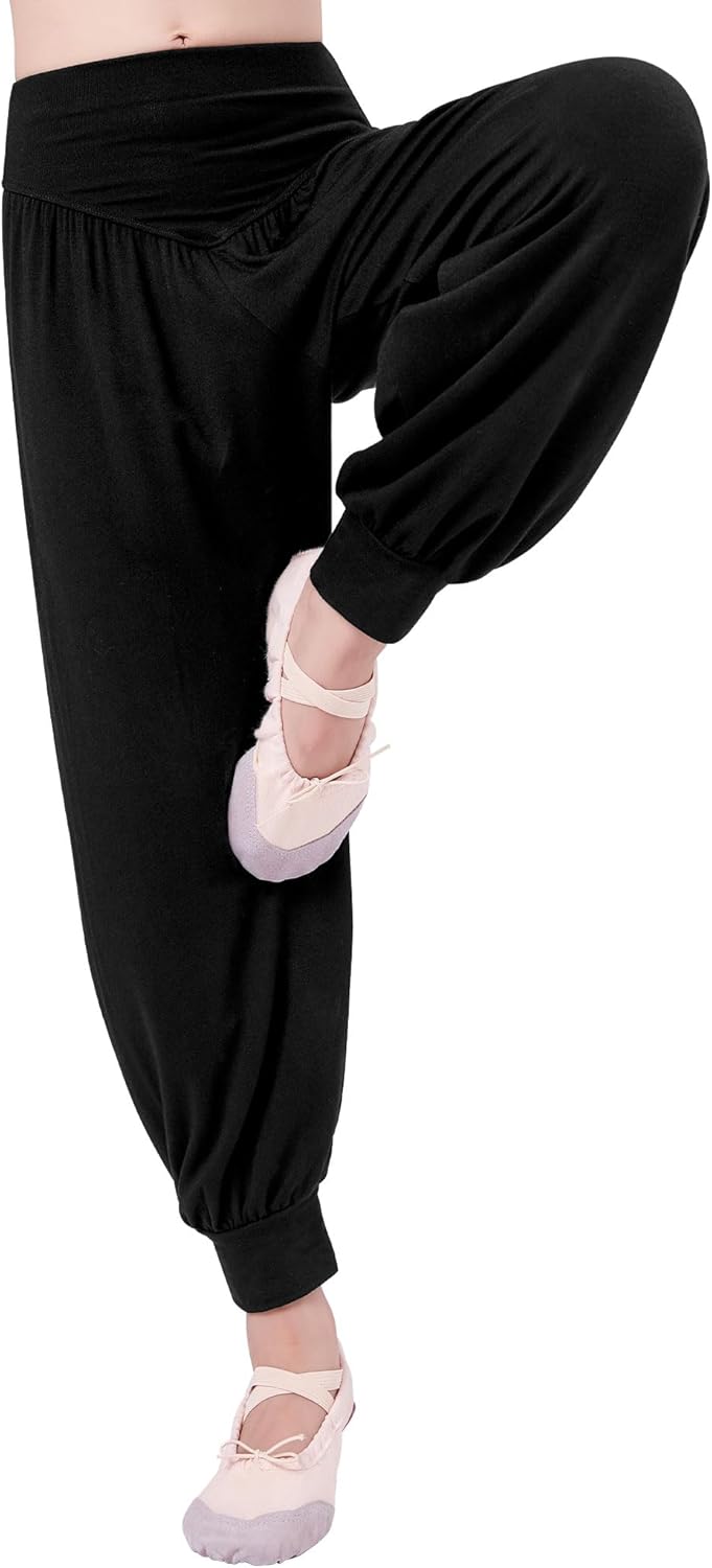 Phoeswan Kids Harem Pants, Black Baggy Jogger Pants, Girls-Kids, Female, Dance, Harem, Loose, Solid, Cuffed, Pull On