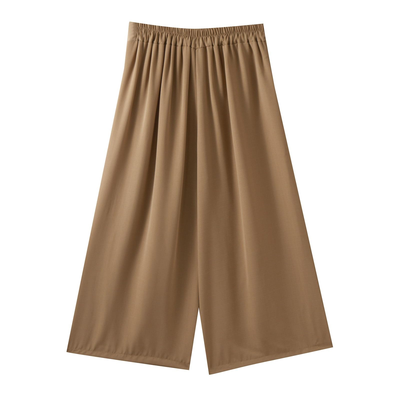 Weite Hose Damen 3/4 Sommerhose Damen Leicht Caprihose Damen Sommer Weite Bein Hosen High Waist Capri Stoffhose mit Gummizug Locker Dreiviertel Freizeithose Culotte Arbeitshose