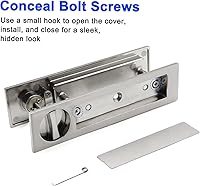 Vista 7 de Dontay Manija de puerta de bolsillo, moderna función de entrada rectangular con llave, pestillo de tracción (dormitorio/baño), herrajes para puerta