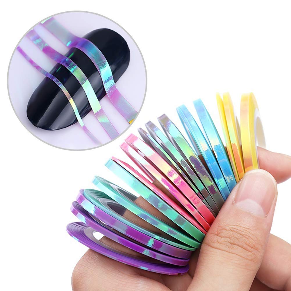 6 Rouleau Nail Art Autocollant DIY Manucure Nail Art Bonbons Couleur Rayures Bandes Ligne Autocollants Stickers Manucure DécorationDesign de mode