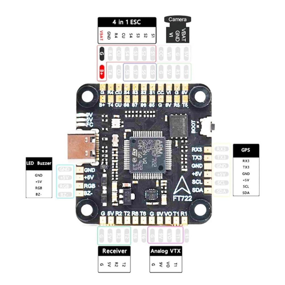 F722 Stack F7 Flight Controller BLHELI_S 80A 4in1 ESC 30.5X30.5mm 3-6S per RC FPV 13 Pollici 15 Pollici Freestyle Drones Parts