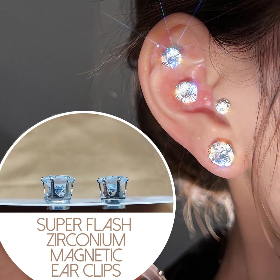 Confezione da 10 Orecchini Magnetici Donna e Uomo Zircone Lucido Orecchino Magnetico Uomo Senza Buco Eleganti Clip per Orecchie 4mm-8mm Accessori di Moda Regalo