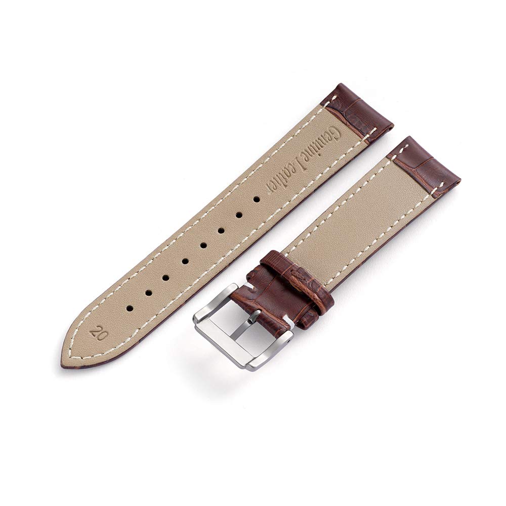 Skydon Classical Leather Watch Bands - Croco Grain Calfskin Watch Straps for Men Women - Choose of Color & Width - 18mm, 19mm, 20mm, 21mm, 22mm - Black or Brown