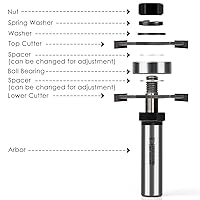 Vista 4 de Juego de brocas de ranura y lengüeta ajustables Pro con vástago de 1/2 pulgada, broca de fresado de madera en forma de T para combinar con tablas