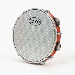 Pandeiro Izzo 10 Polegadas ABS Vermelho com Metalizada Preta 6 Afinadores 5 Pares Platinelas