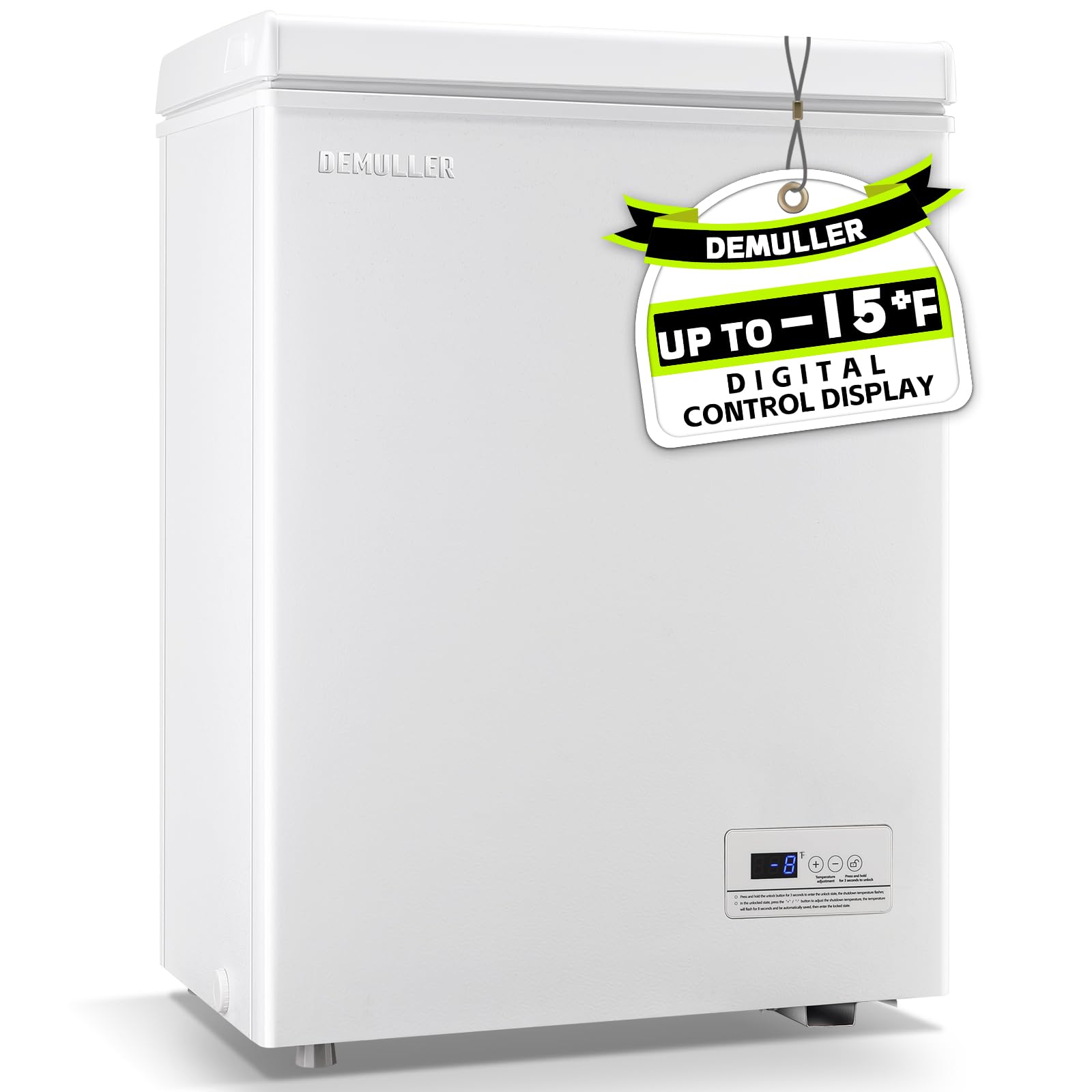 Mini congelador horizontal pequeño con 2 cestas colgantes, control electrónico para 1 congelador de puerta superior abierta, ahorro de energía, funcionamiento silencioso, perfecto para dormitorios, garajes y vehículos recreativos, color blanco