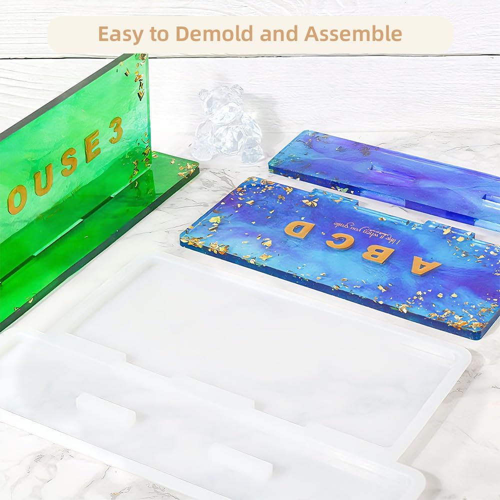 BIGEBO Desktop Display Stand Resin Mold, Table Display Stand Molds for Epoxy Resin Office Decoration Table Top Sign Holder
