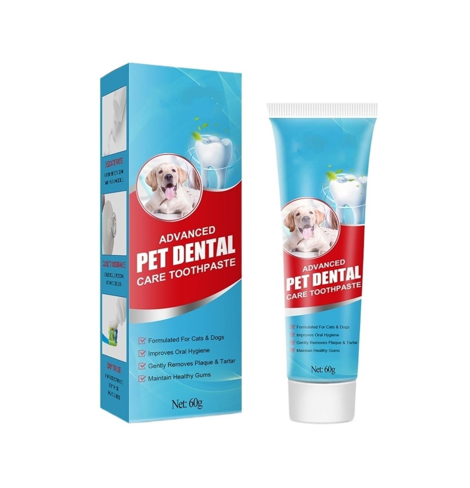 Pasta de dientes for mascotas de 60 g, imprescindible for gatos y perros for el cuidado bucal diario, limpieza de dientes y eliminación de sarro(4pcs)