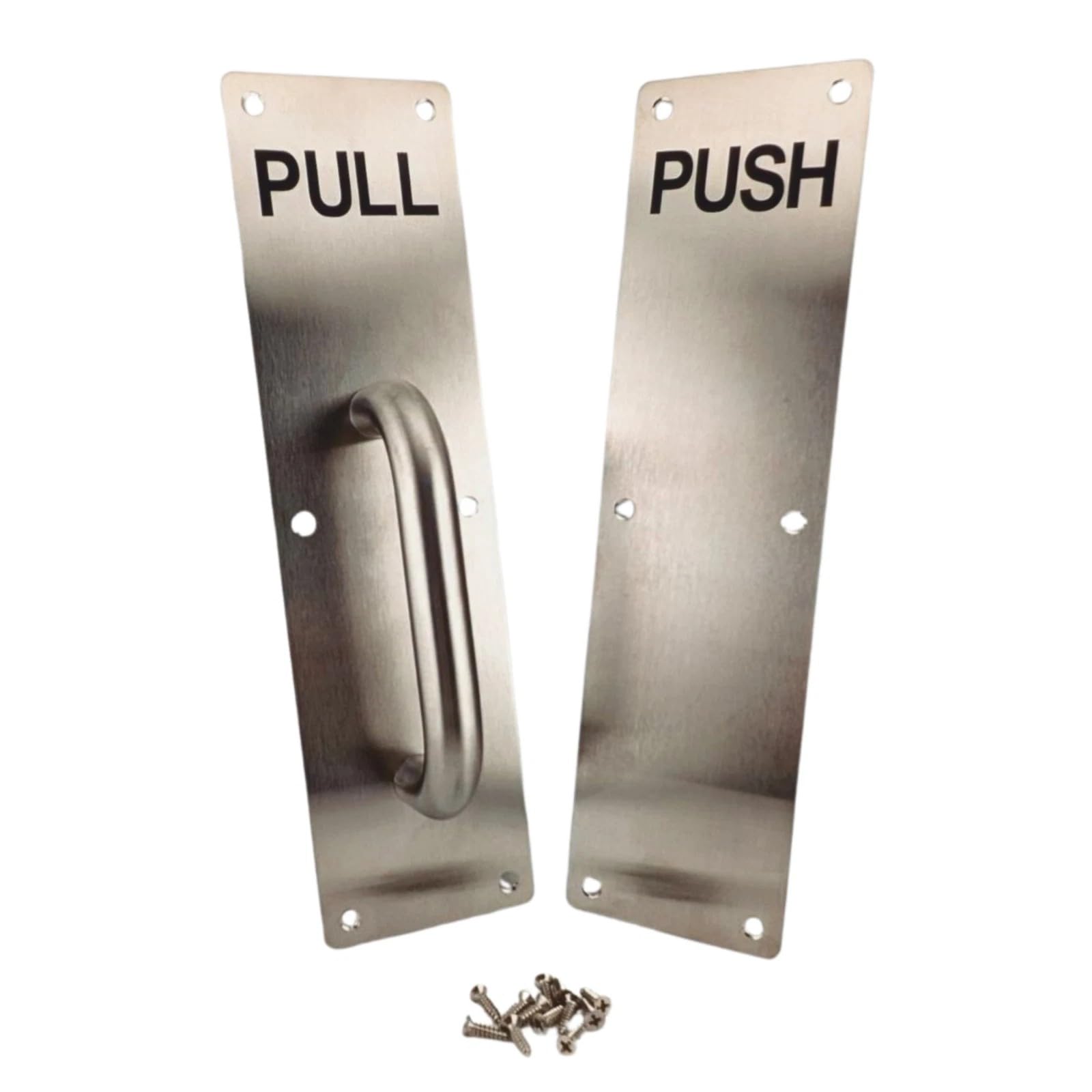 OKODOKO Heavy Duty Stainless Steel Pull Handle & Push Plate + Screws for Work Home Shop School Office Door Push Pull Handles