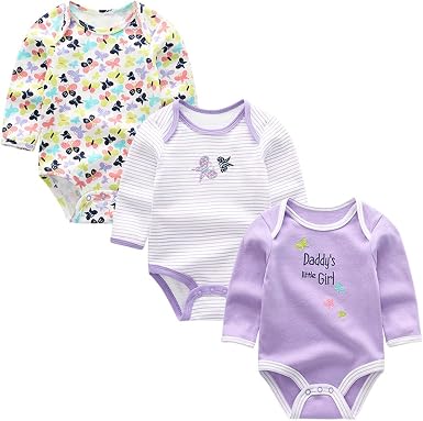 Amazon.com: Kiddiezoom Mameluco de algodón para bebés y niñas, paquete de 3  mamelucos para recién nacidos de 0 a 12 meses : Ropa, Zapatos y Joyería