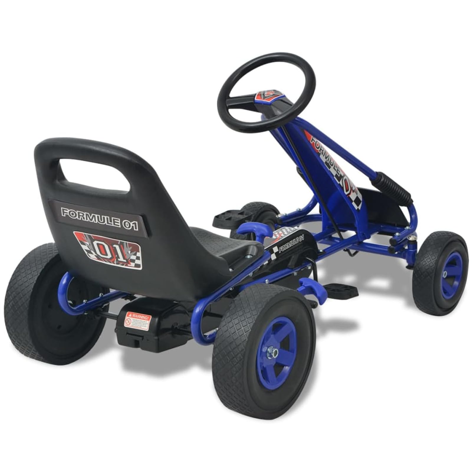 LAPOOH Gokart per Bambini, Freno a Mano, Regolabile in Altezza, Colore Blu, Grande, 80152