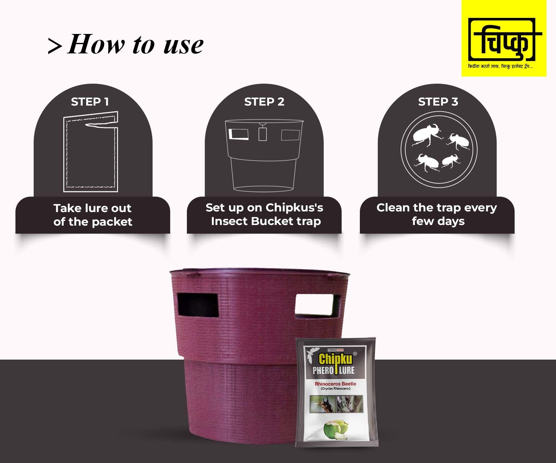 Chipku_Red Palm Weevil Pheromone Lure Against Rhynchophorus ferrugineus & Oryctes Rhinoceros for Coconut Palm Tree Insects Control/Organic Farming/Turning Point Natural Care (Only Lure Pack of 2)