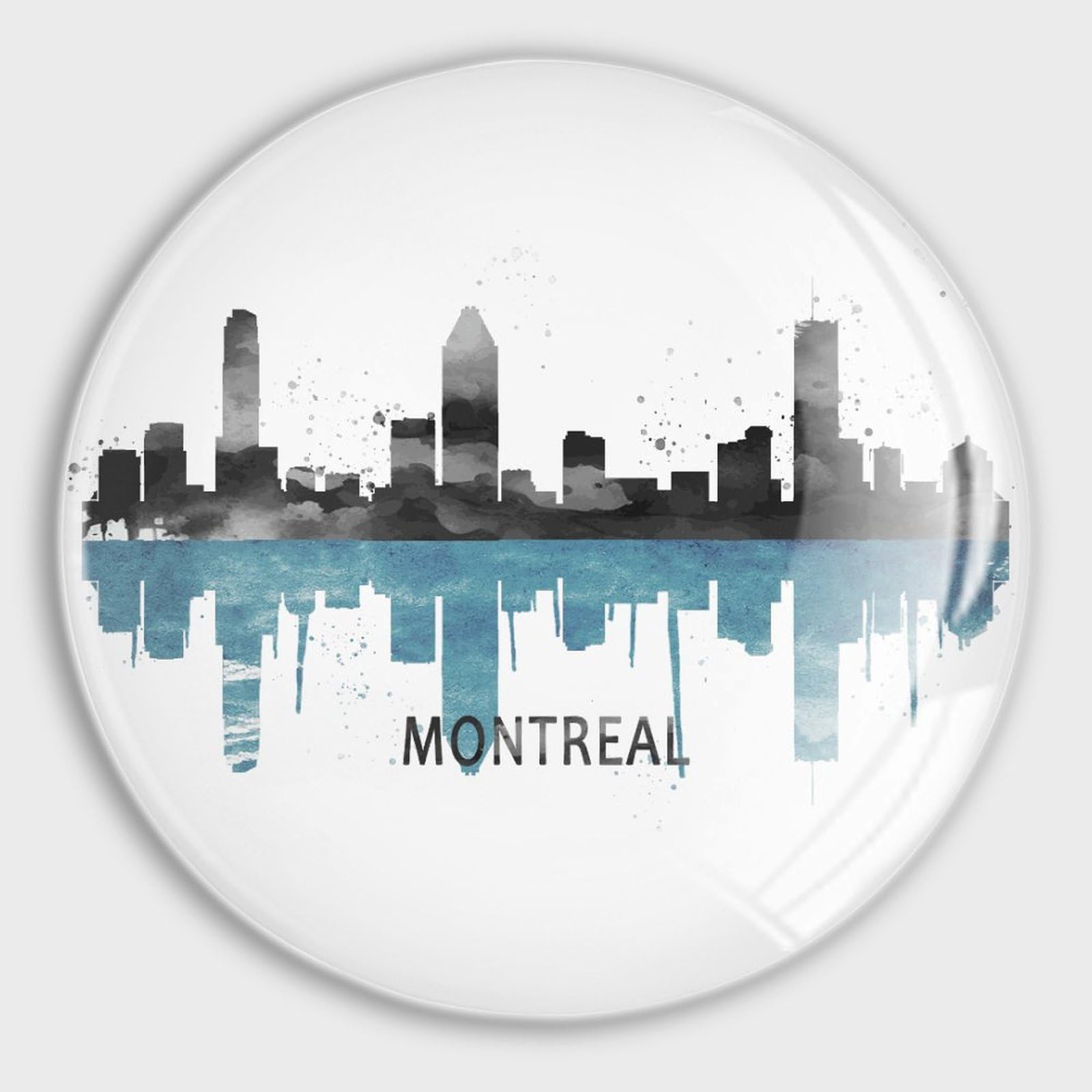 Aimants de réfrigérateur en verre anti-rayures : 4 magnets ronds Montréal pour tableaux blancs