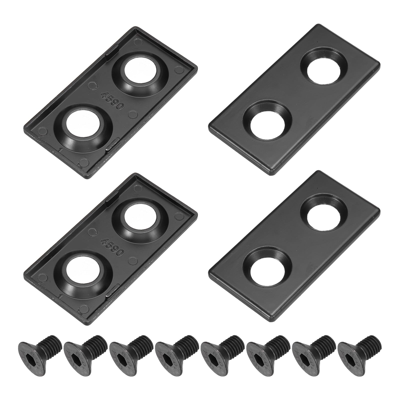 sourcing map 4 Pcs 4590 EU Standard T-Slot 17.5mm Hole Dia Aluminum Extrusion End Cap 90x45mm Black for Fish Tank Rack, Storage Rack with Push-in Fastener — image 1