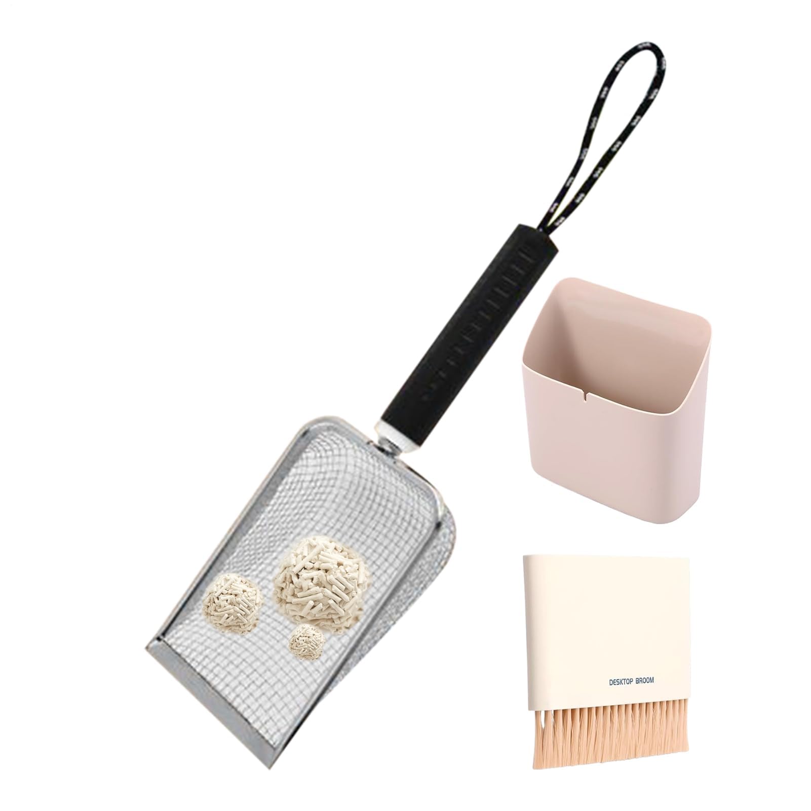 FDEFIRTFG Cat litter scoop, Cat Litter Tray Scoop, Portable Metal Smooth Sieve, Space-Saving Accessories for Kitten