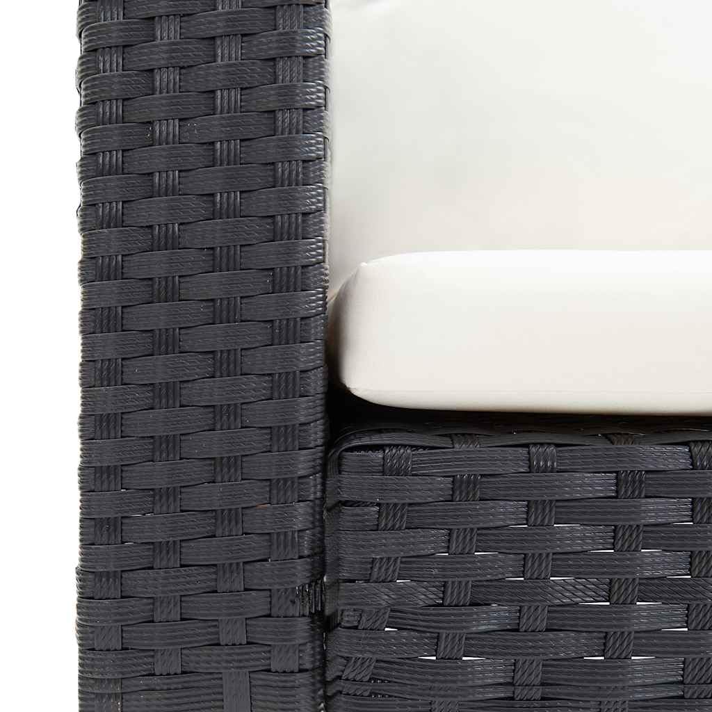 vidaXL Divano da Giardino a 3 Posti con Cuscini in Polyrattan Nero