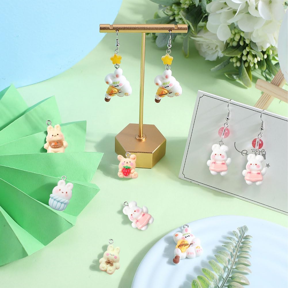 SUNNYCLUE 1 Box 24Pcs 6 Styles Rabbit Charms Bulk Bunny Charm Bulk Resin Cartoon Easter Bunny Colorful Music Instrument Animal Charms for Jewelry Making Charms Keychain Earring Necklace DIY Crafts - Image 4